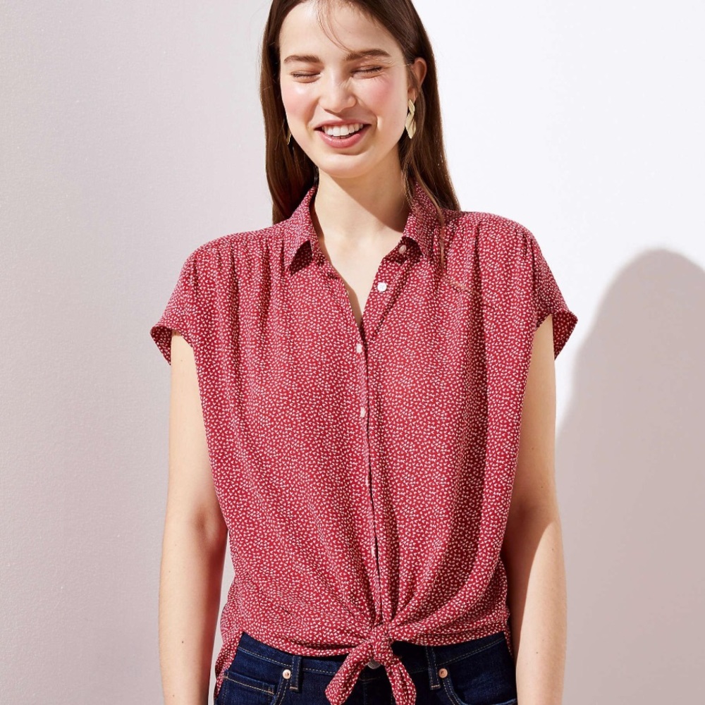 Loft Geo Cap Sleeve Blouse